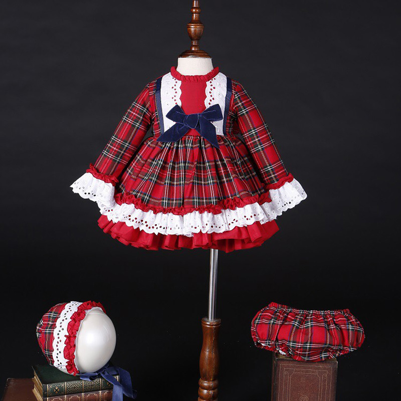 Winter Clothing Kids - Vestido de princesa vintage a cuadros