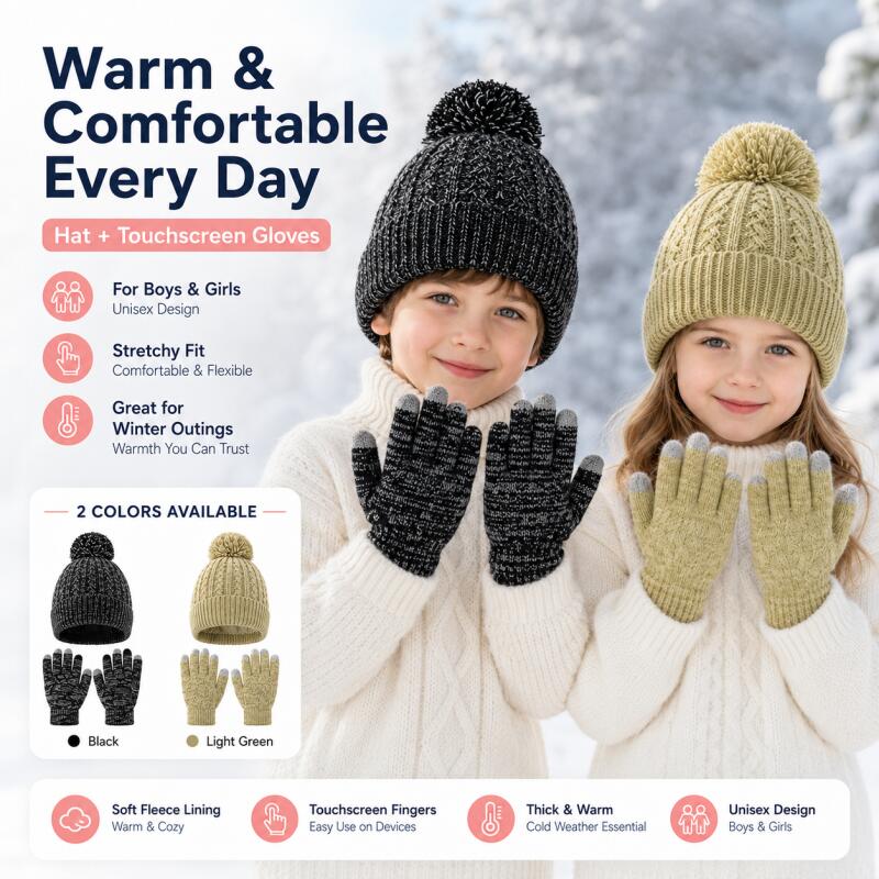 Conjunto de gorro de punto y g - Knit Glove Touch Screen reseña y precio